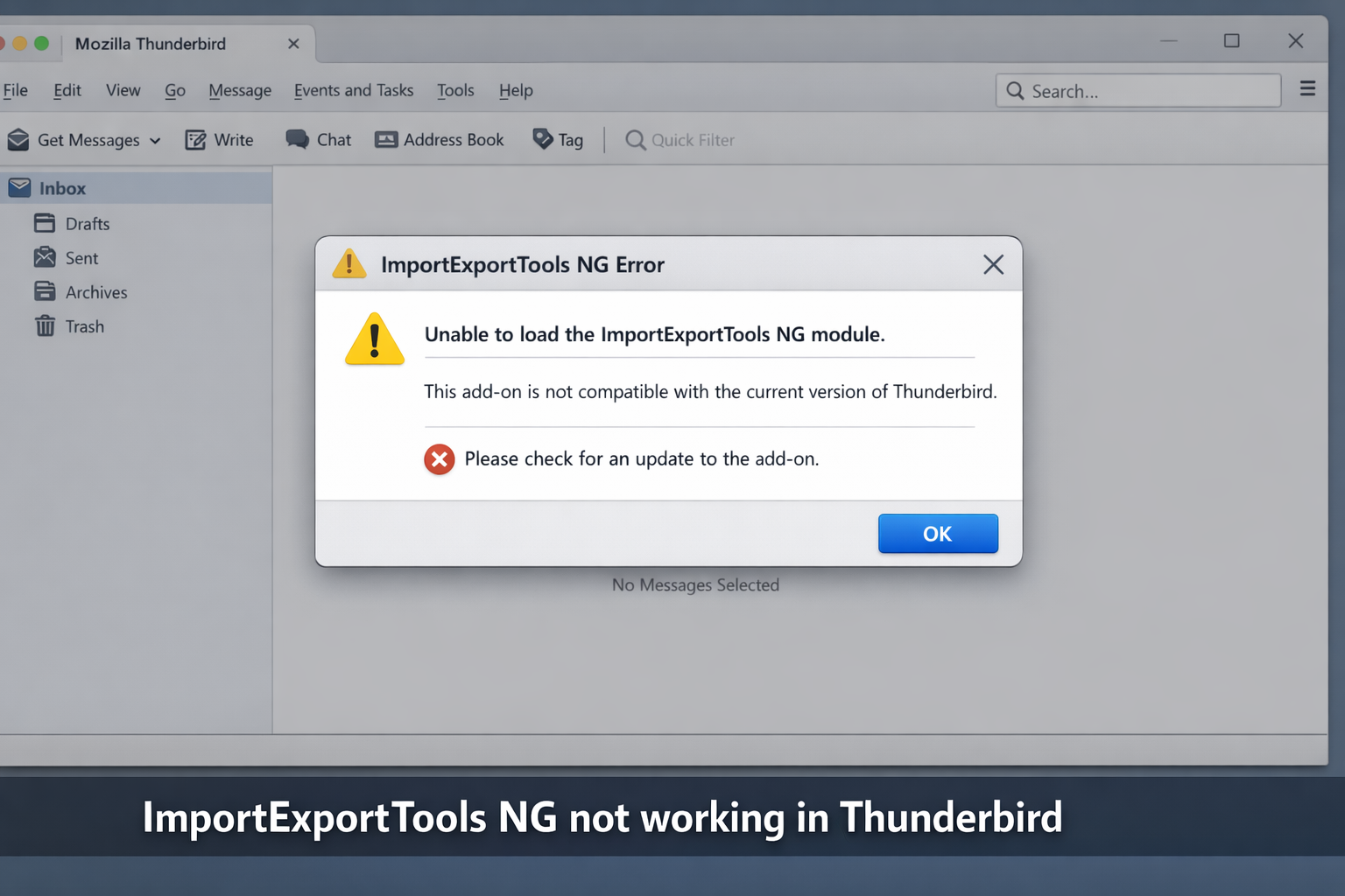 Thunderbird ImportExportTools ng not working