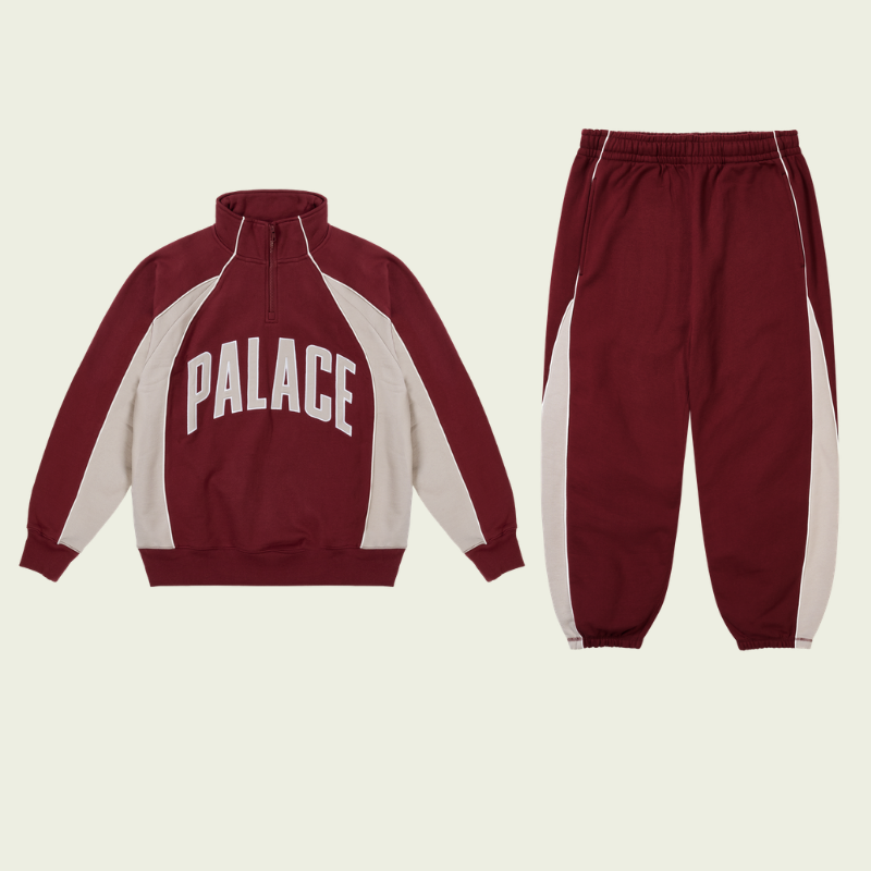 Palace Tracksuits streetwear outfit with Palace joggers and Tri-Ferg logo apparel