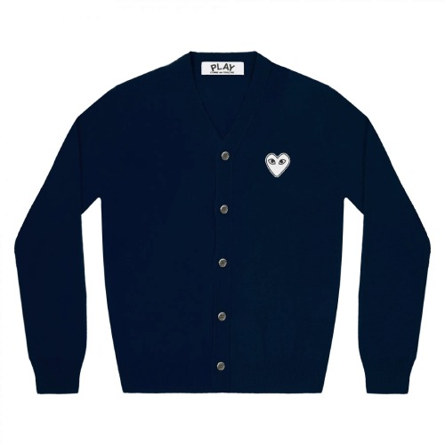Mens cardigan white heart Navy